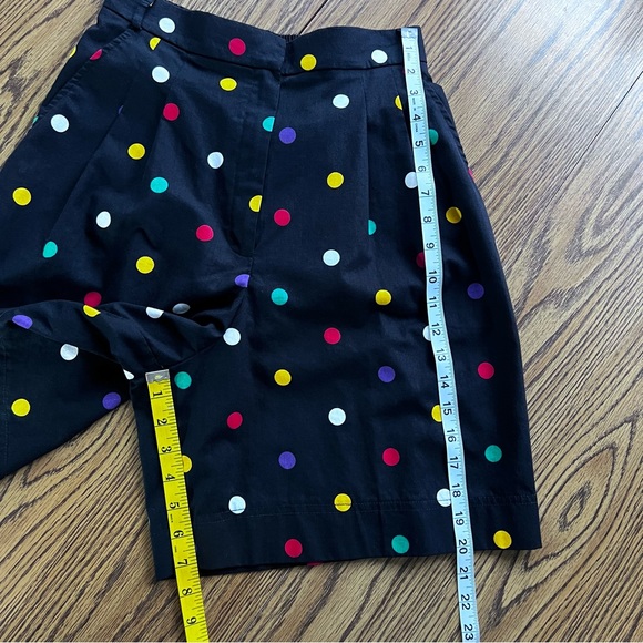QUANTUM Vintage Black High Waist Wide Bermuda Shorts Culottes Multi Polka Dot 12 - Picture 9 of 10